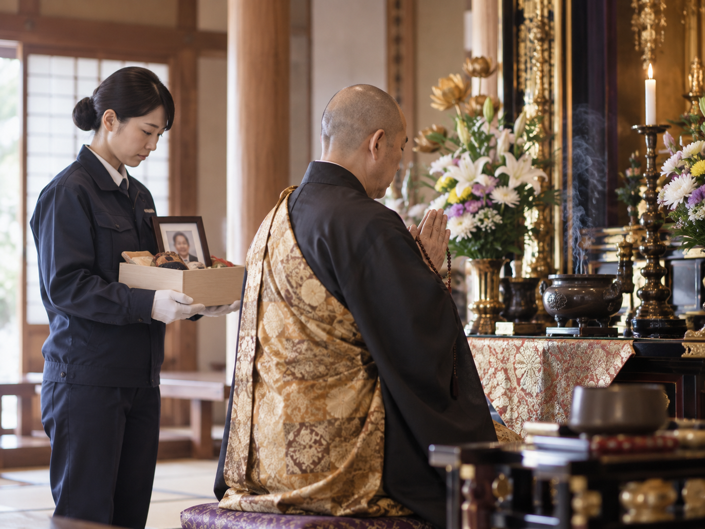 寺院でのご供養の様子
